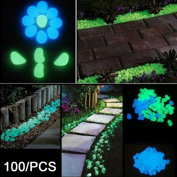 50PCS Glow In The Dark Stones Garden Luminous Pebble Rocks Walkways Aquatiums